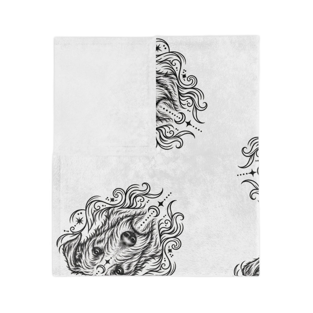 Mystical Irish Wolfhound Minimalist Velveteen Microfiber Blanket — Soft Neutral Pet Portrait Throw
