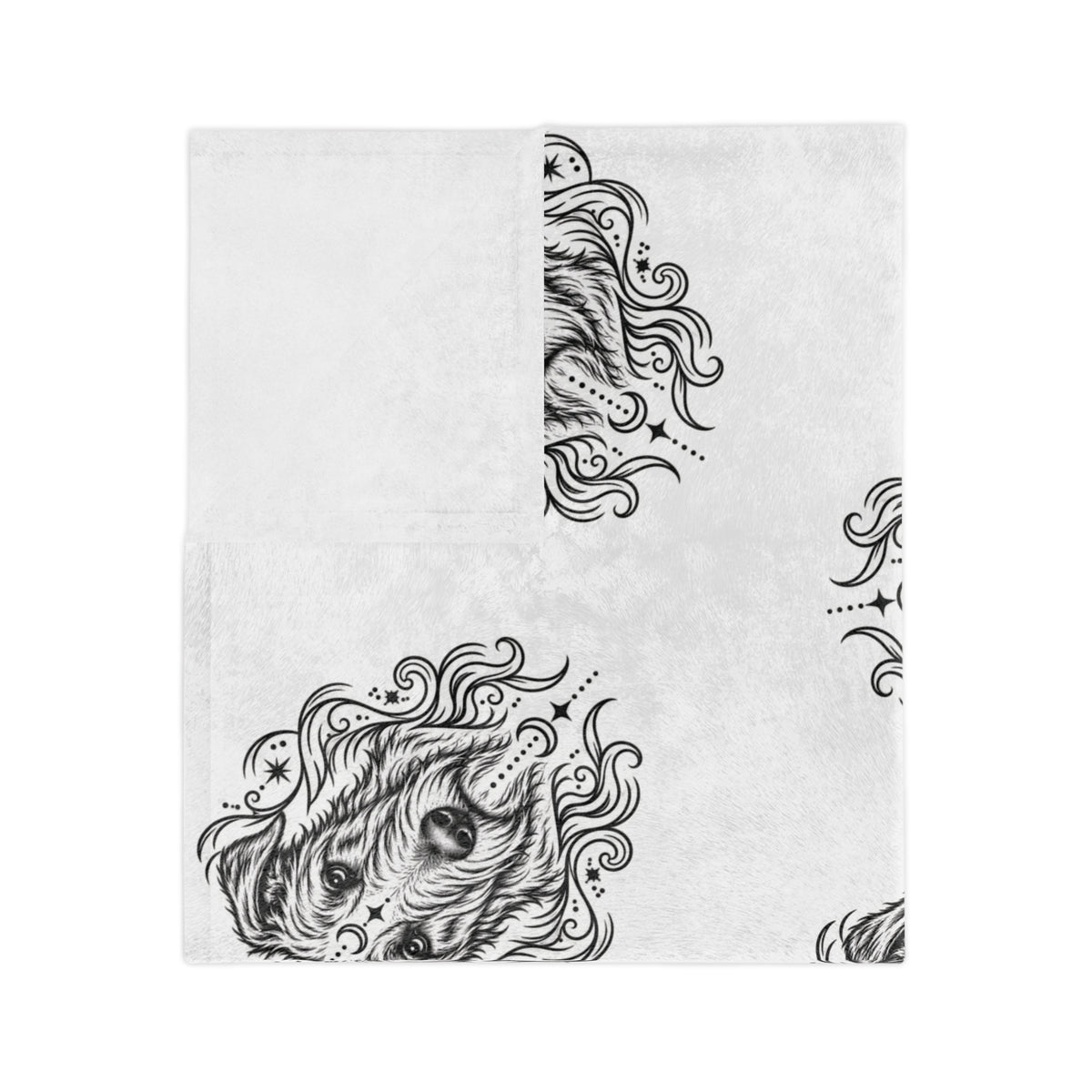 Mystical Irish Wolfhound Minimalist Velveteen Microfiber Blanket — Soft Neutral Pet Portrait Throw