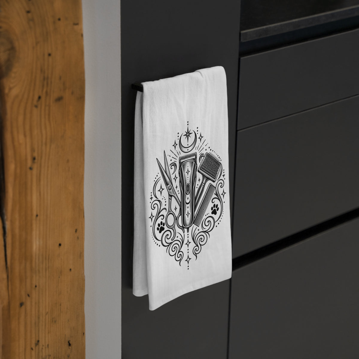 Mystical Grooming Tea Towel — Funny Pet Grooming Kitchen Towel