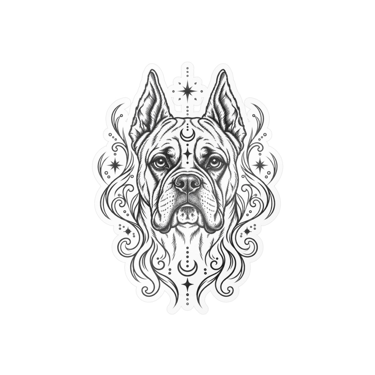 Copy of Mystical White Swiss Shepherd Line Art Kiss-Cut Vinyl Sticker — Decorative Dog Portrait Decal