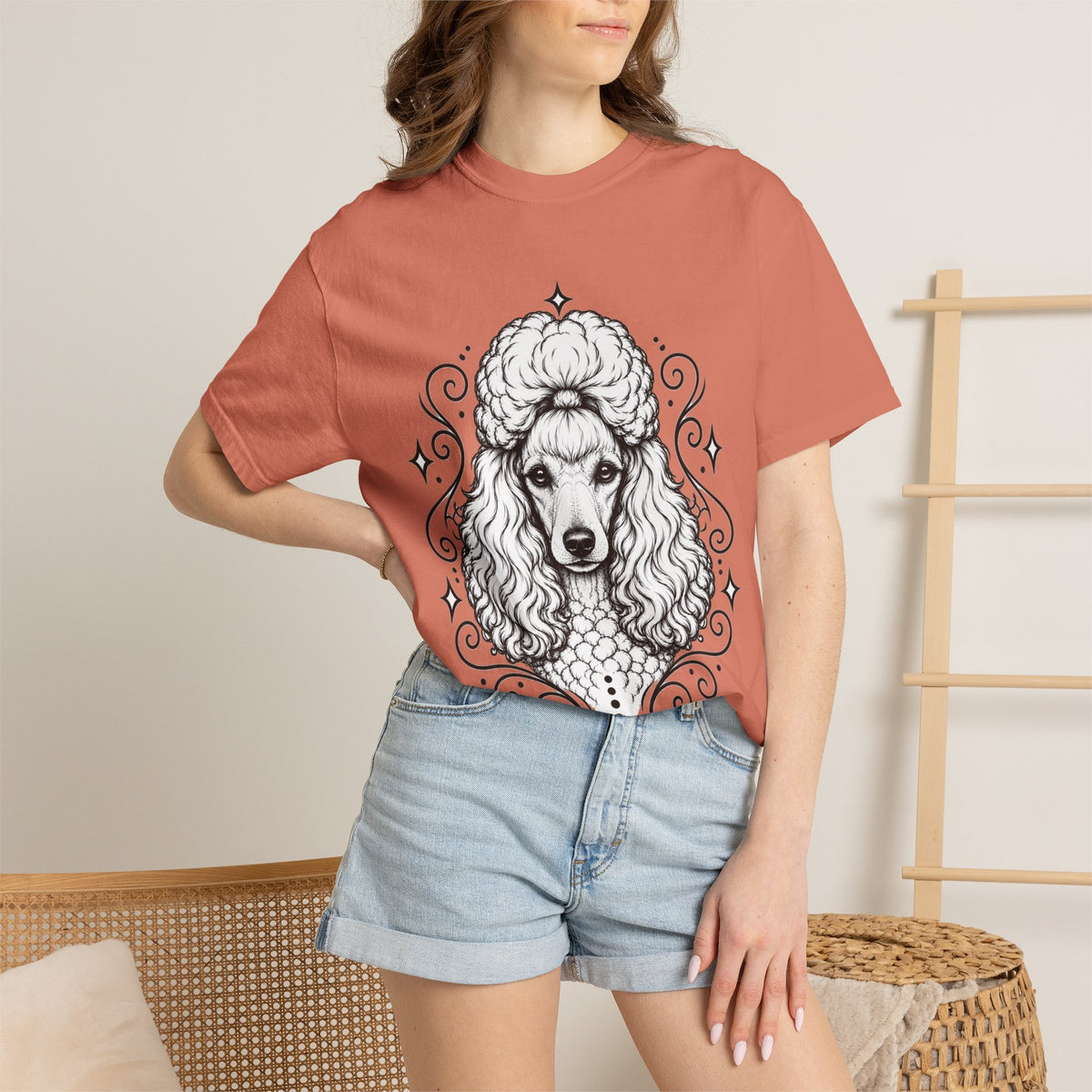 Mystical Miniature Poodle Line Art T-Shirt — Minimal Dog Portrait Tee