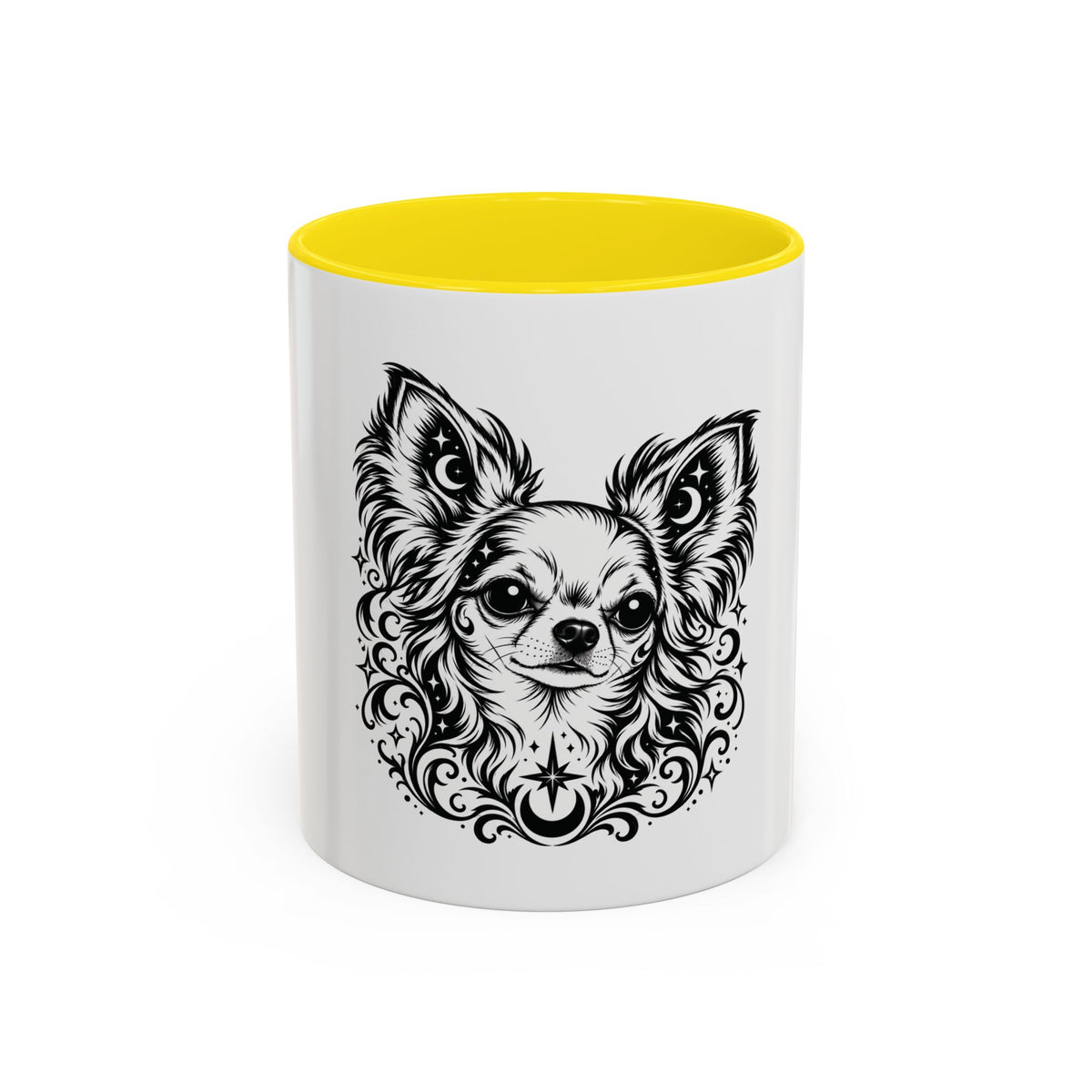 Mystical  Chihuahua LH Line Art Accent Coffee Mug – Mystical Dog Portrait 11/15oz