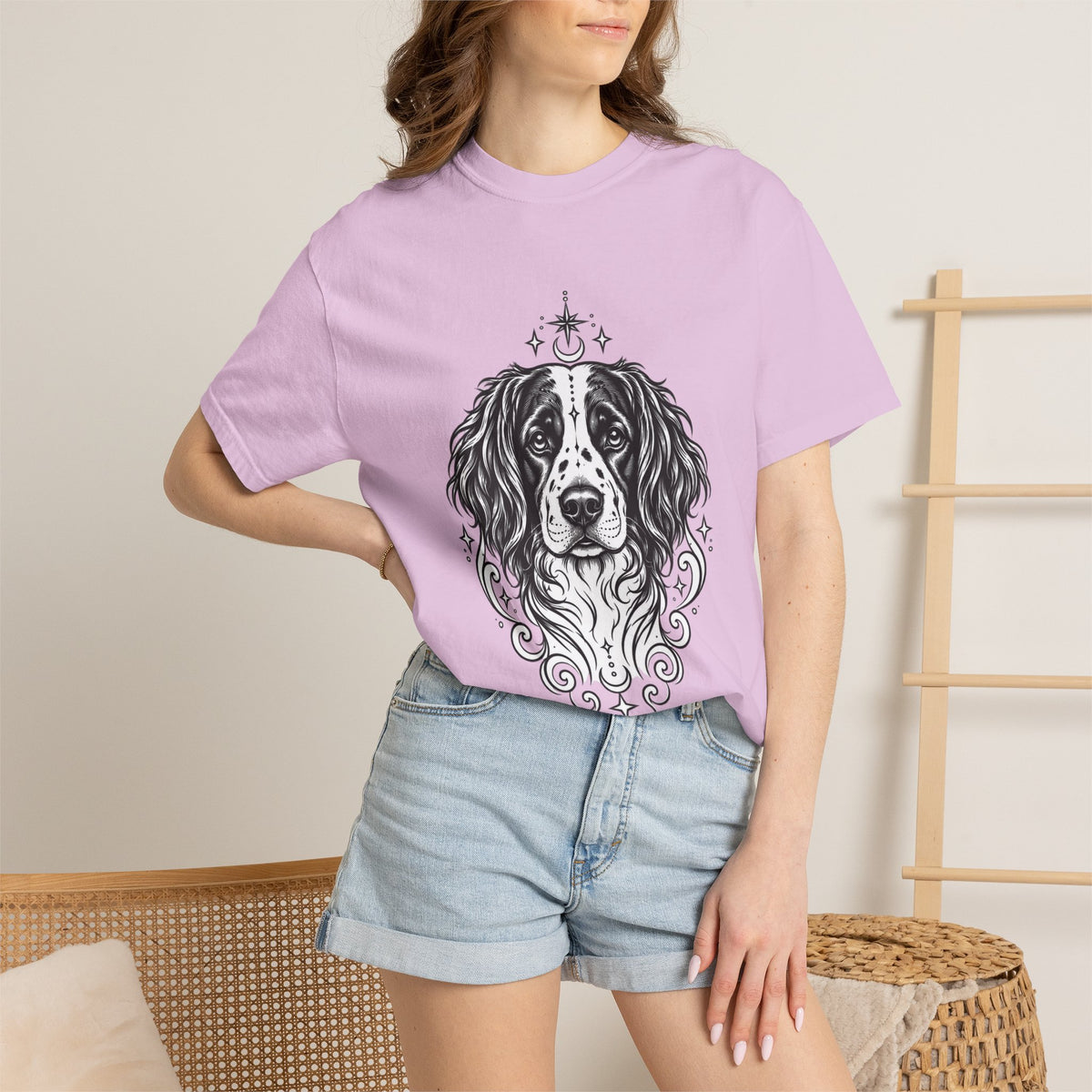 Mystical Stabyhoun Line Art T-Shirt — Minimal Dog Portrait Tee