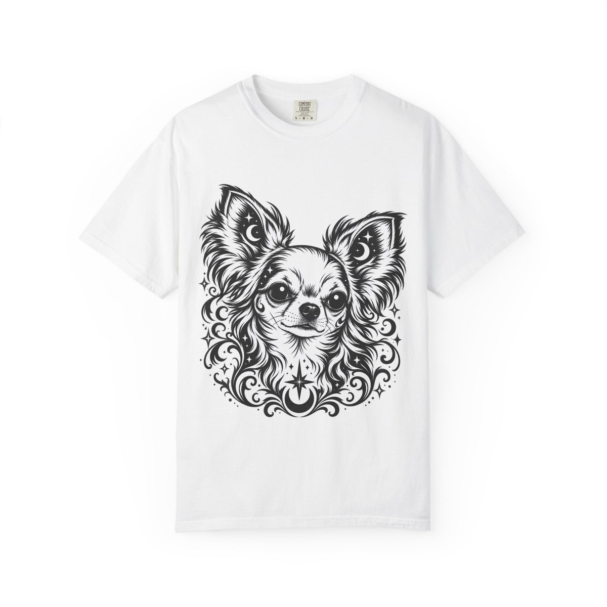 Mystical  Chihuahua LH Line Art T-Shirt — Minimal Dog Portrait Tee