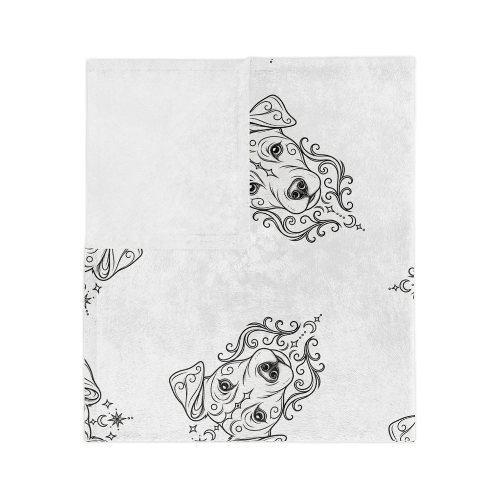Mystical Jack Russell Terrier Minimalist Velveteen Microfiber Blanket — Soft Neutral Pet Portrait Throw