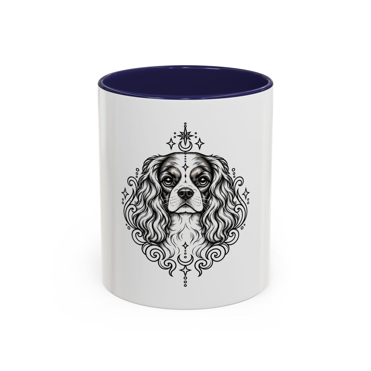 Mystical Cavalier King Charles Spaniel Line Art Accent Coffee Mug – Mystical Dog Portrait 11/15oz