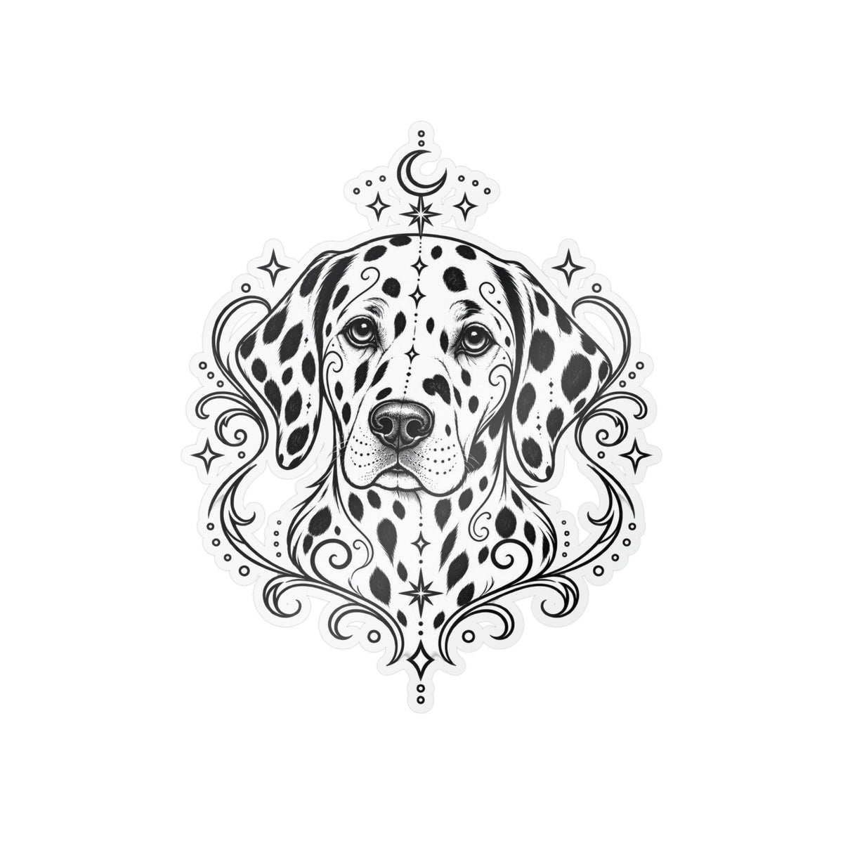 Mystical Dalmatian Mandala Sticker — Kiss-Cut Vinyl Decal