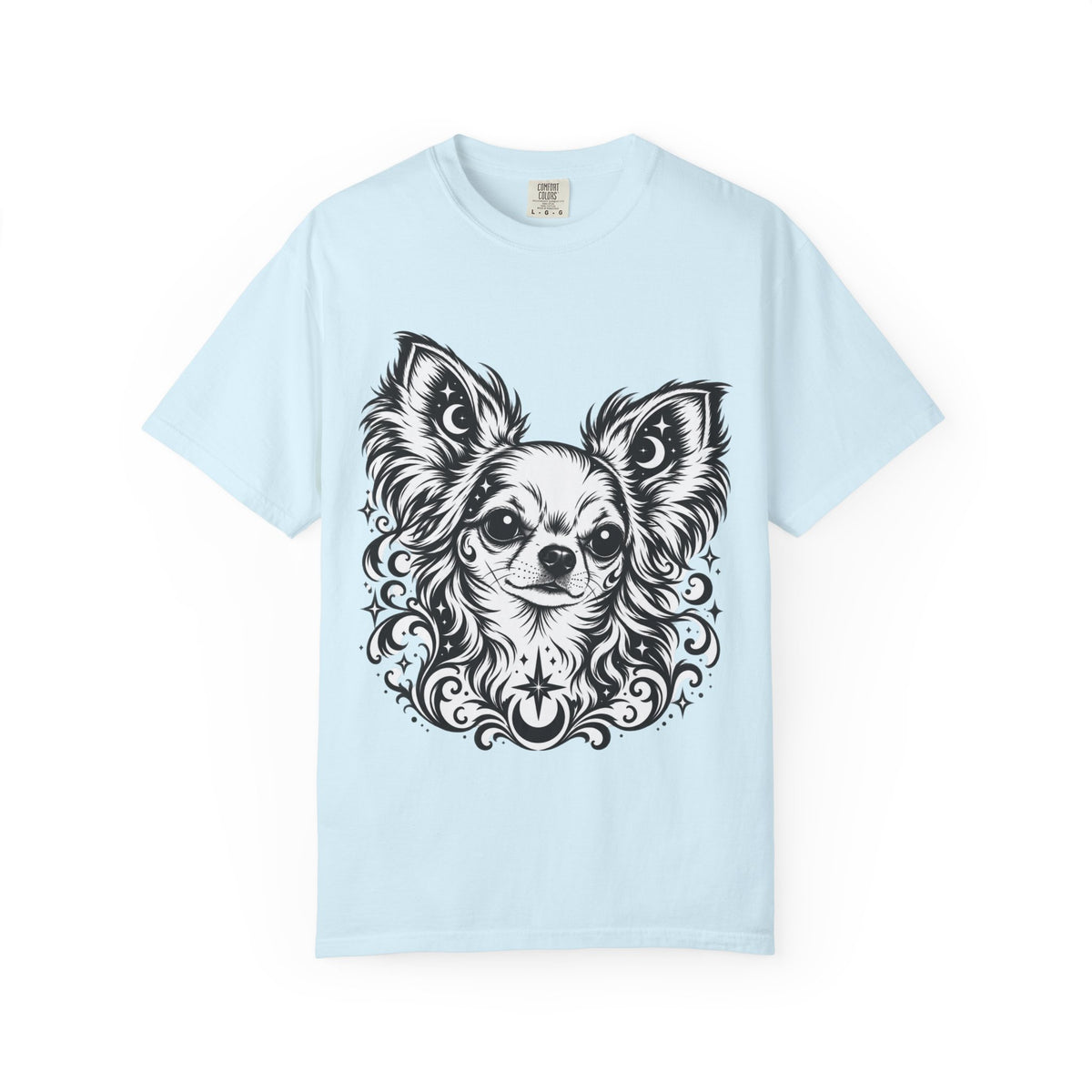Mystical  Chihuahua LH Line Art T-Shirt — Minimal Dog Portrait Tee