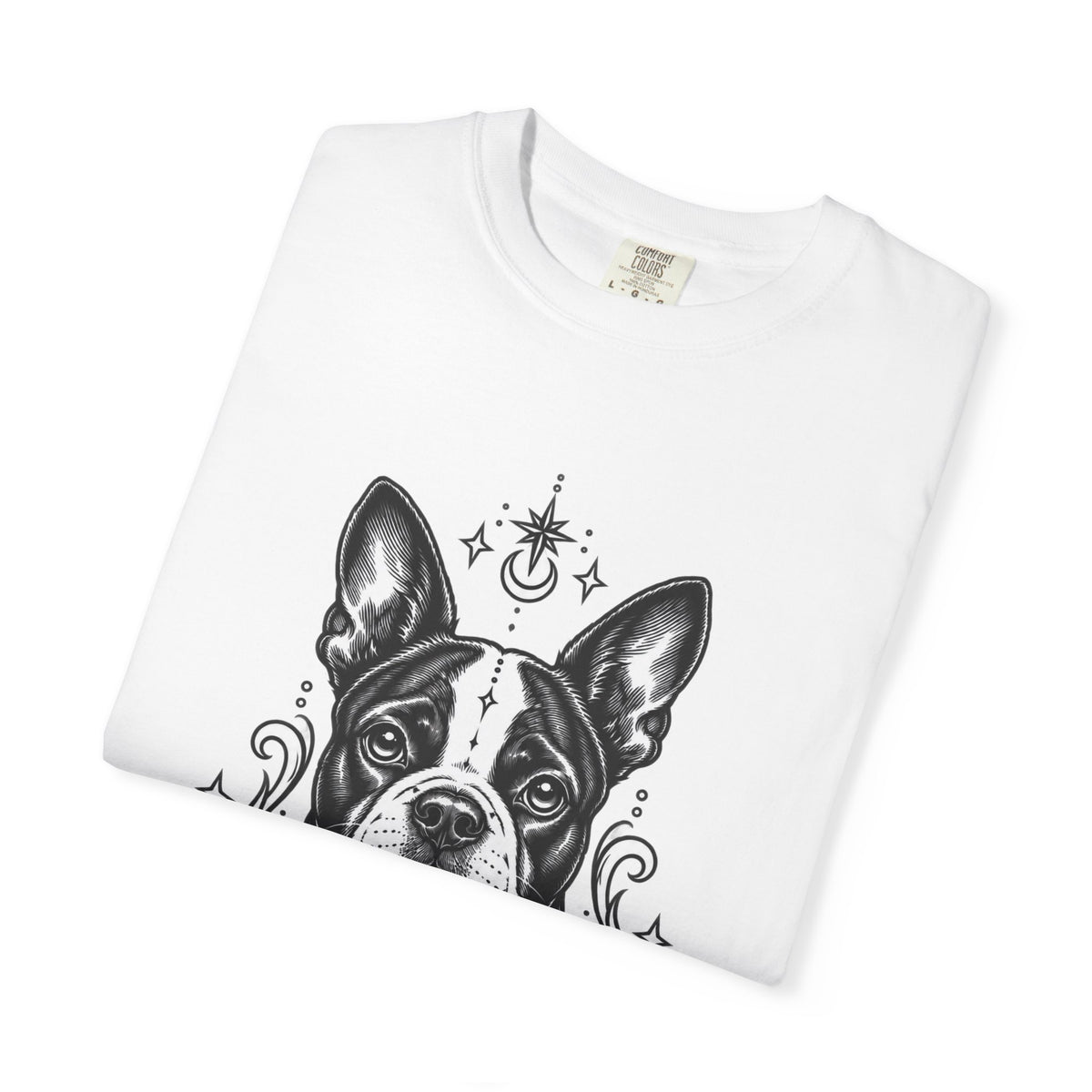 Mystical Boston Terrier Line Art T-Shirt — Minimal Dog Portrait Tee