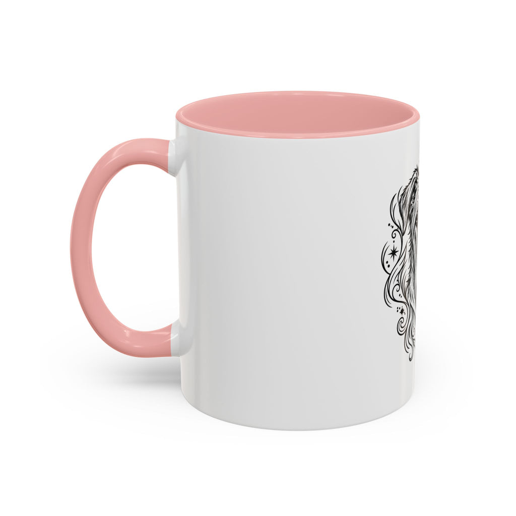 Mystical Irish Wolfhound Line Art Accent Coffee Mug – Mystical Dog Portrait 11/15oz