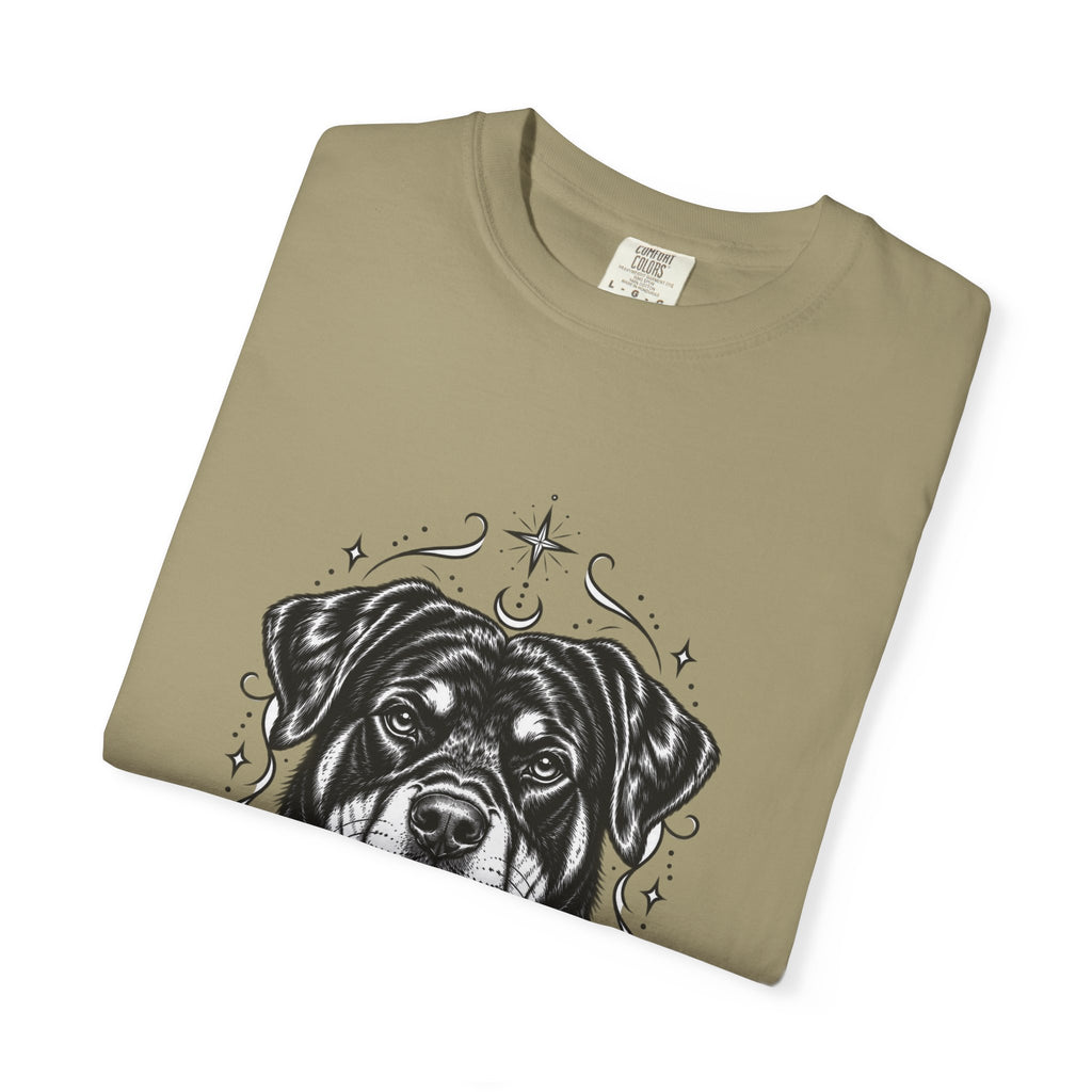 Mystical Rottweiler Line Art T-Shirt — Minimal Dog Portrait Tee