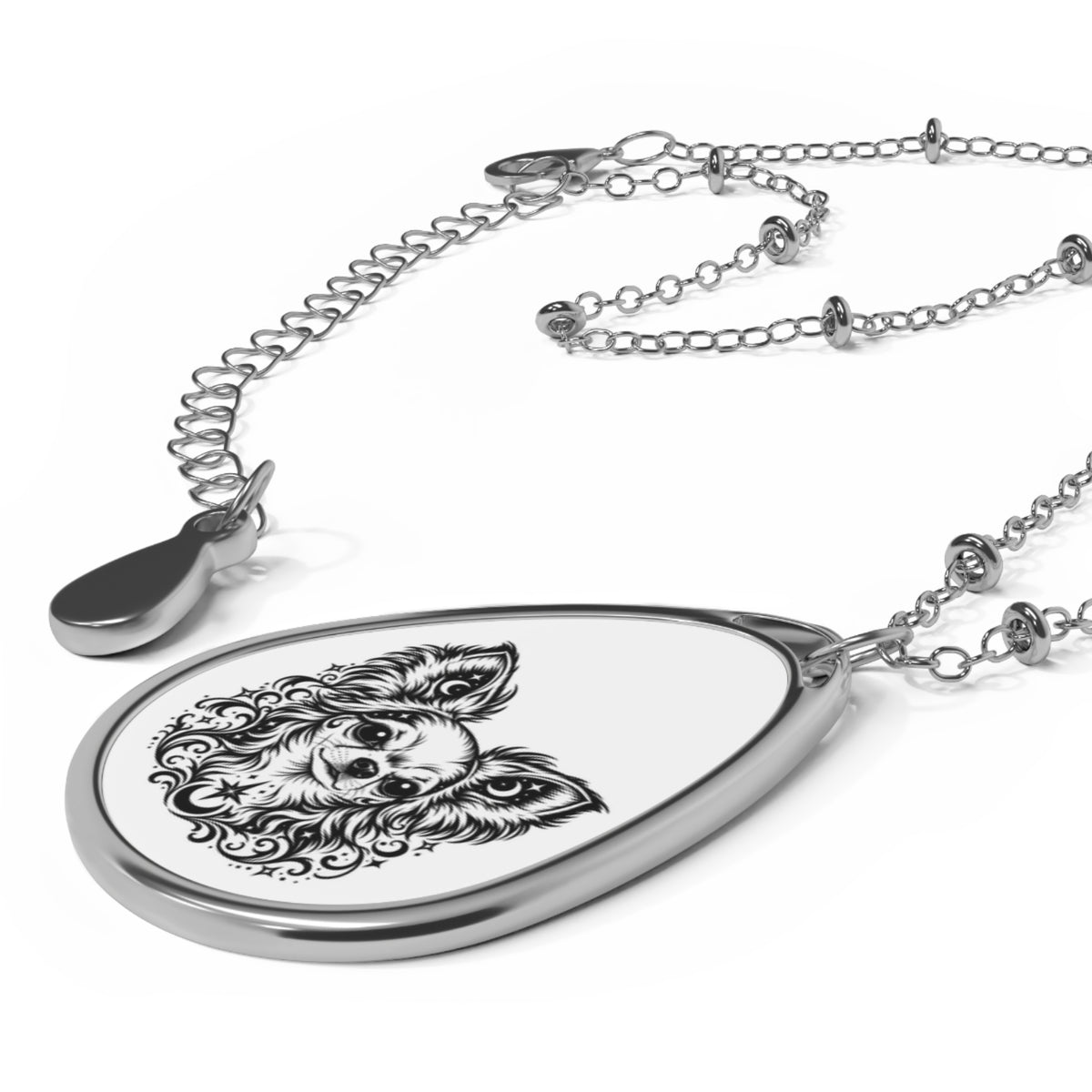 Mystical  Chihuahua LH Oval Necklace — Engraved Pet Memorial Pendant