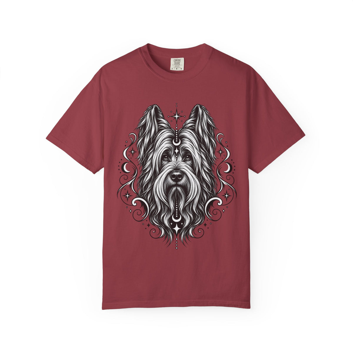 Mystical Briard Line Art T-Shirt — Minimal Dog Portrait Tee