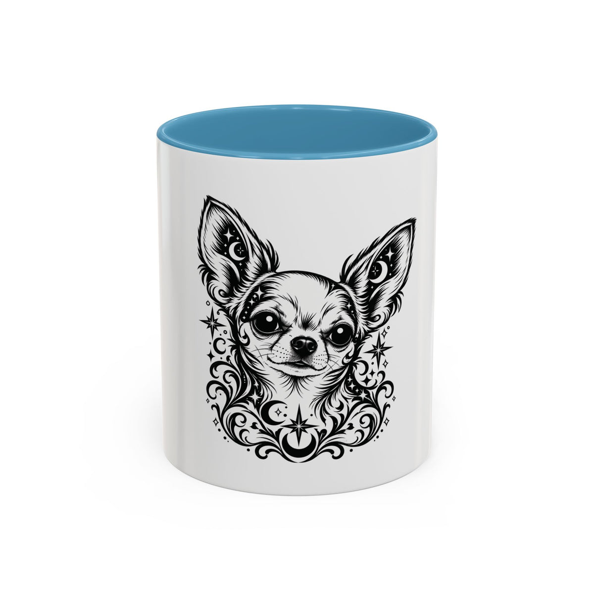 Mystical  Chihuahua SH Line Art Accent Coffee Mug – Mystical Dog Portrait 11/15oz