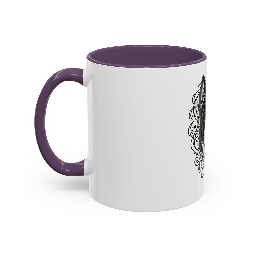 Mystical Karelian Bear Dog Line Art Accent Coffee Mug – Mystical Dog Portrait 11/15oz