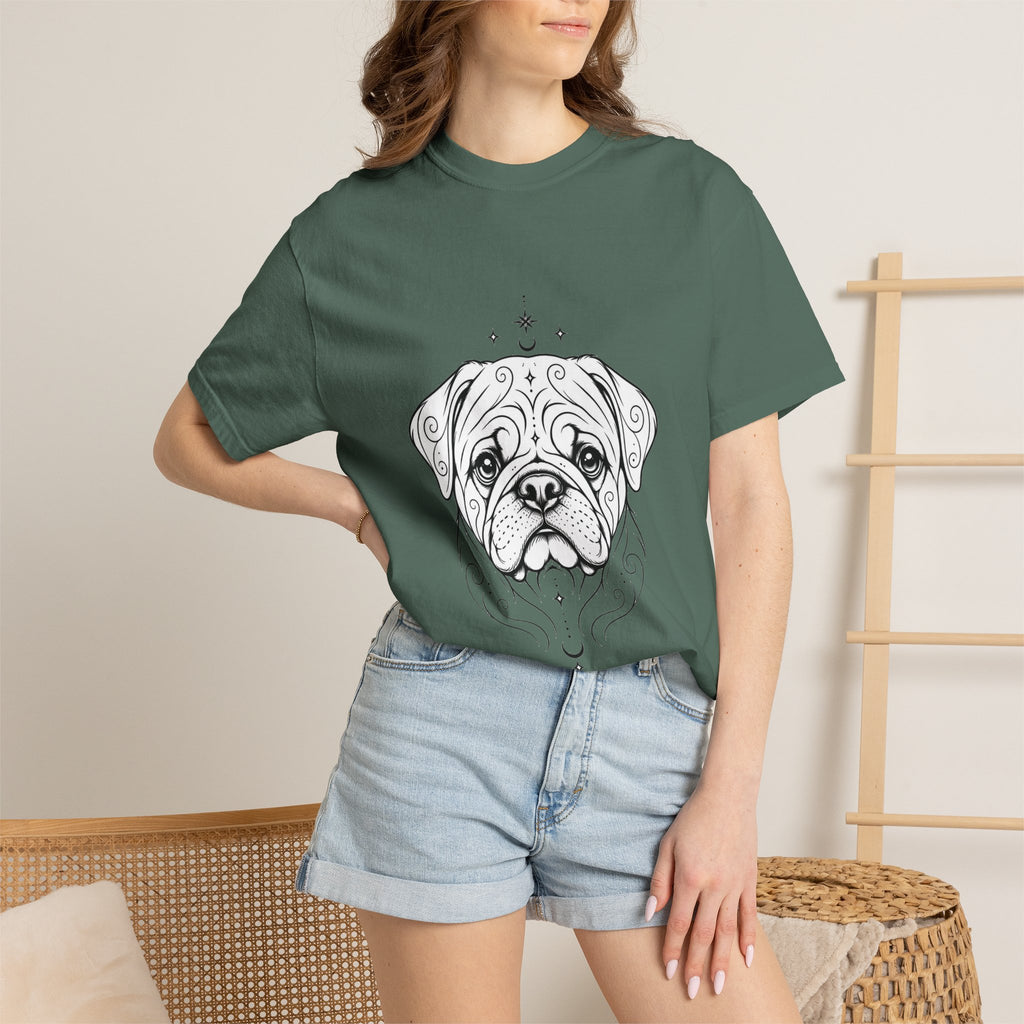 Mystical Pug Line Art T-Shirt — Minimal Dog Portrait Tee