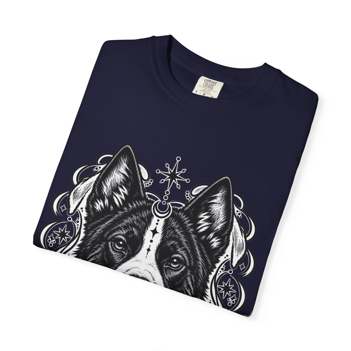 Mystical Karelian Bear Dog Line Art T-Shirt — Minimal Dog Portrait Tee