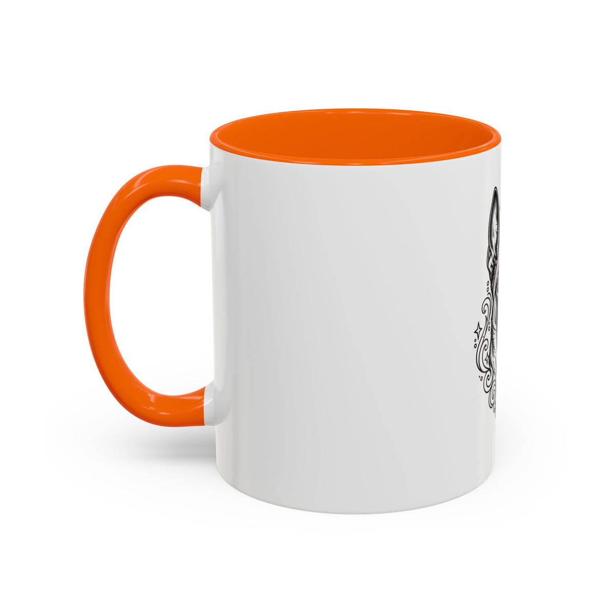 Mystical Belgian Malinois Line Art Accent Coffee Mug – Mystical Dog Portrait 11/15oz