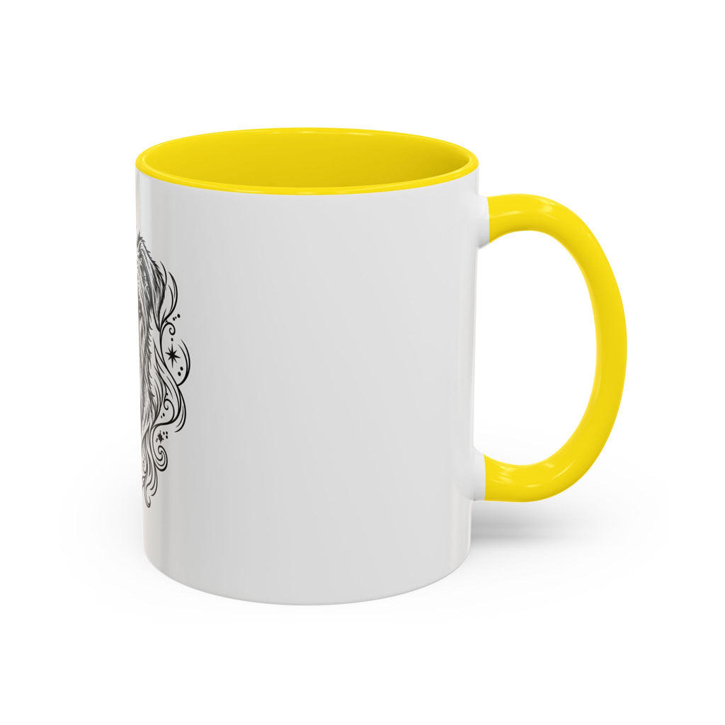 Mystical Irish Wolfhound Line Art Accent Coffee Mug – Mystical Dog Portrait 11/15oz