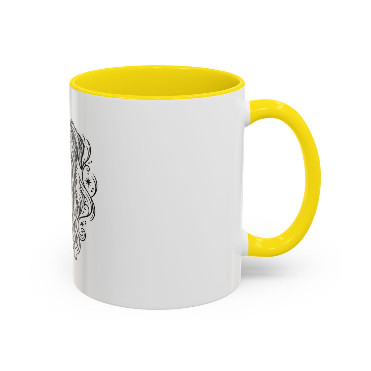 Mystical Irish Wolfhound Line Art Accent Coffee Mug – Mystical Dog Portrait 11/15oz