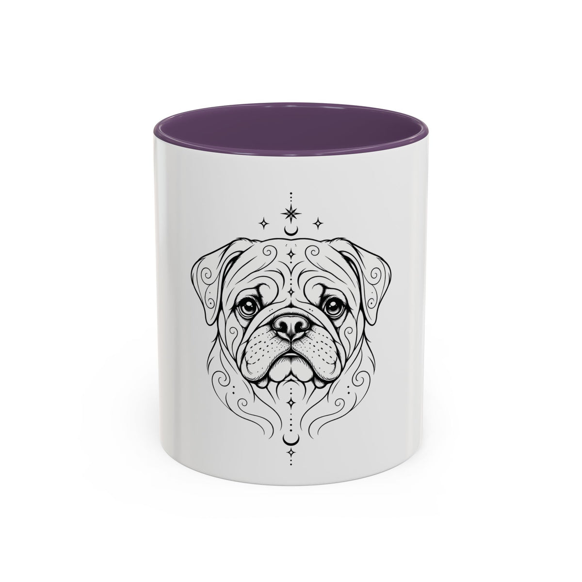 Mystical Pug Line Art Accent Coffee Mug – Mystical Dog Portrait 11/15oz