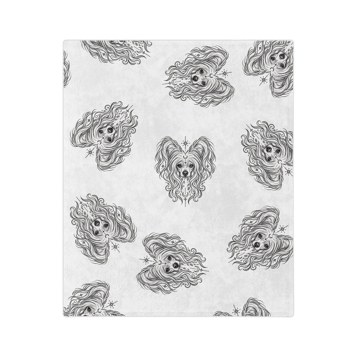 Mystical Chinese Crested Minimalist Velveteen Microfiber Blanket — Soft Neutral Pet Portrait Throw