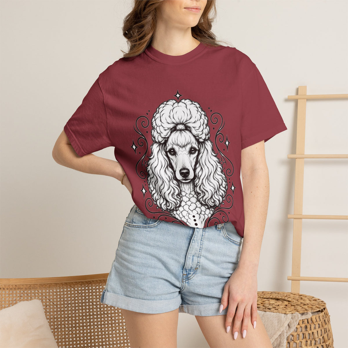 Mystical Miniature Poodle Line Art T-Shirt — Minimal Dog Portrait Tee