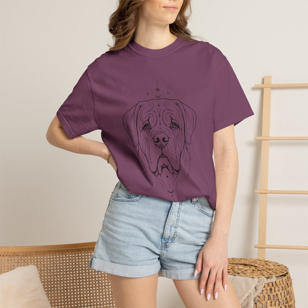 Mystical Mastiff Line Art T‑Shirt — Minimal Dog Portrait Tee