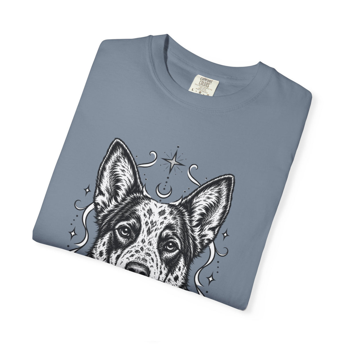 Mystical Australian Cattle Dog Line Art T-Shirt — Minimal Dog Portrait Tee