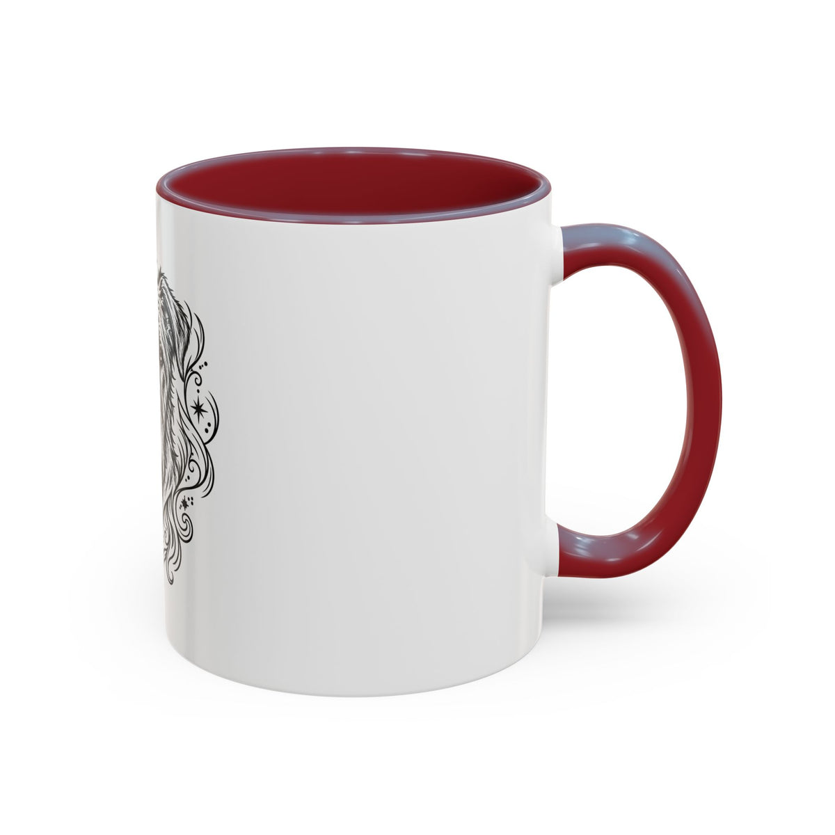 Mystical Irish Wolfhound Line Art Accent Coffee Mug – Mystical Dog Portrait 11/15oz