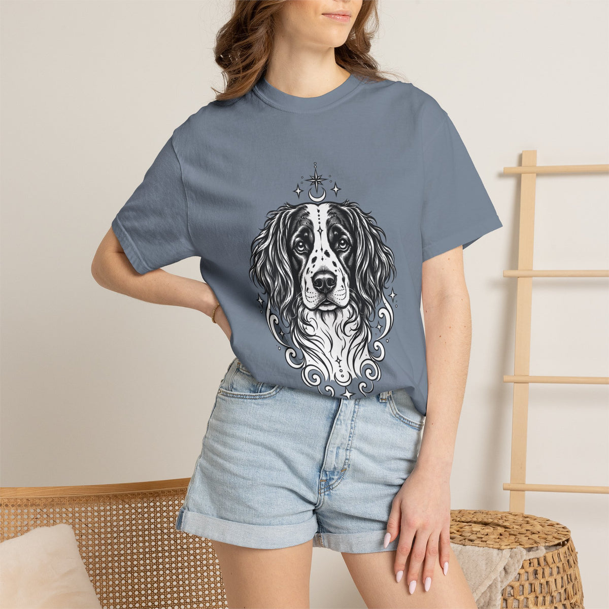 Mystical Stabyhoun Line Art T-Shirt — Minimal Dog Portrait Tee