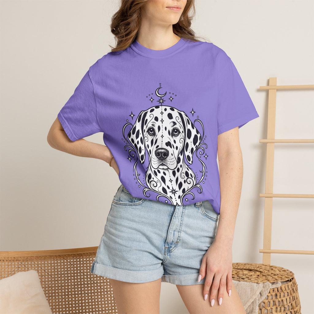 Mystical Dalmatian Line Art T-Shirt — Minimal Dog Portrait Tee