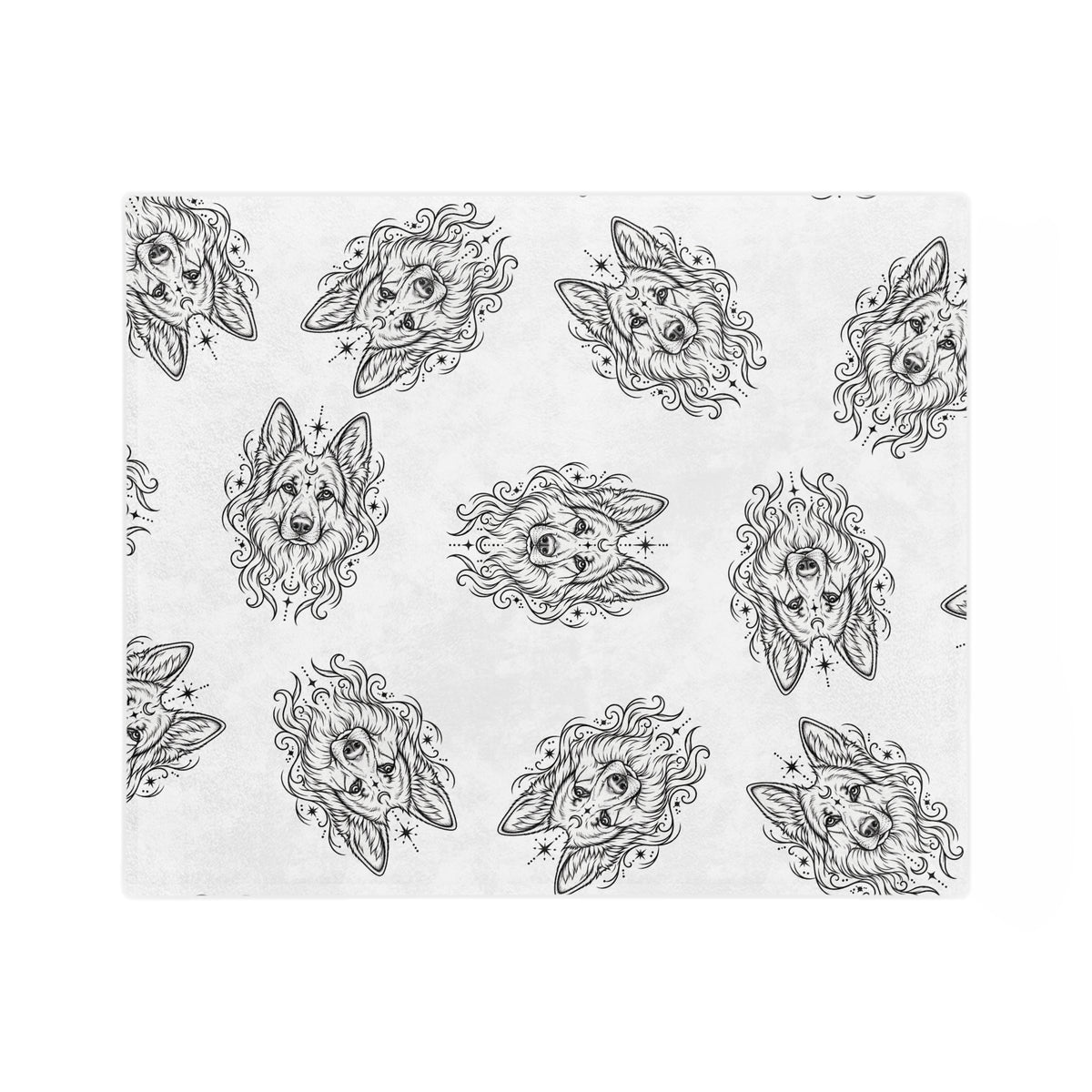 Mystical White Swiss Shepherd Minimalist Velveteen Microfiber Blanket — Soft Neutral Pet Portrait Throw