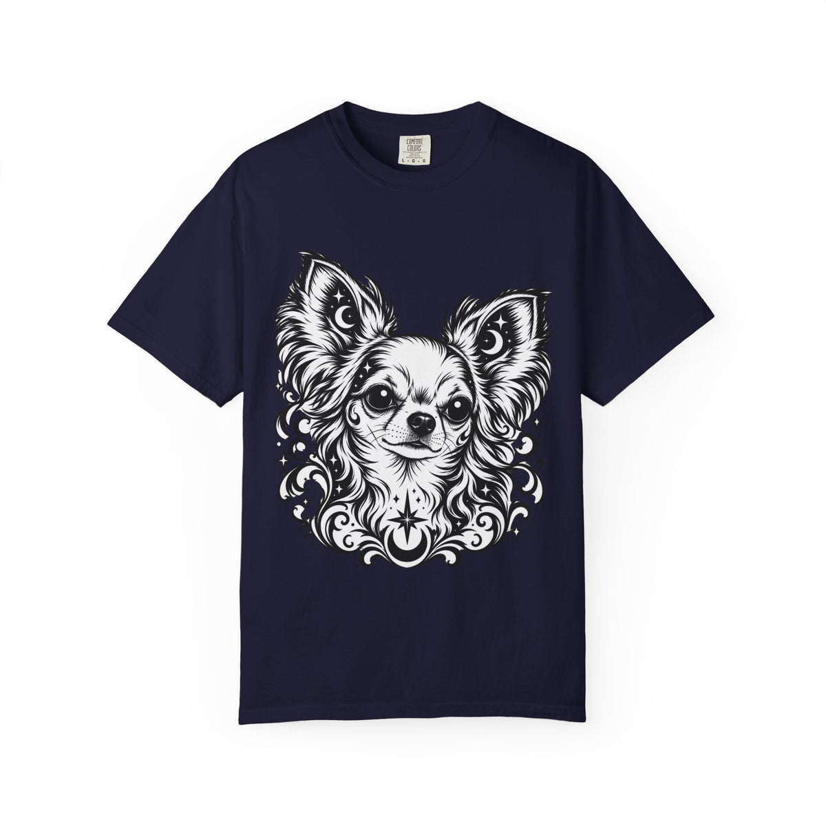 Mystical  Chihuahua LH Line Art T-Shirt — Minimal Dog Portrait Tee