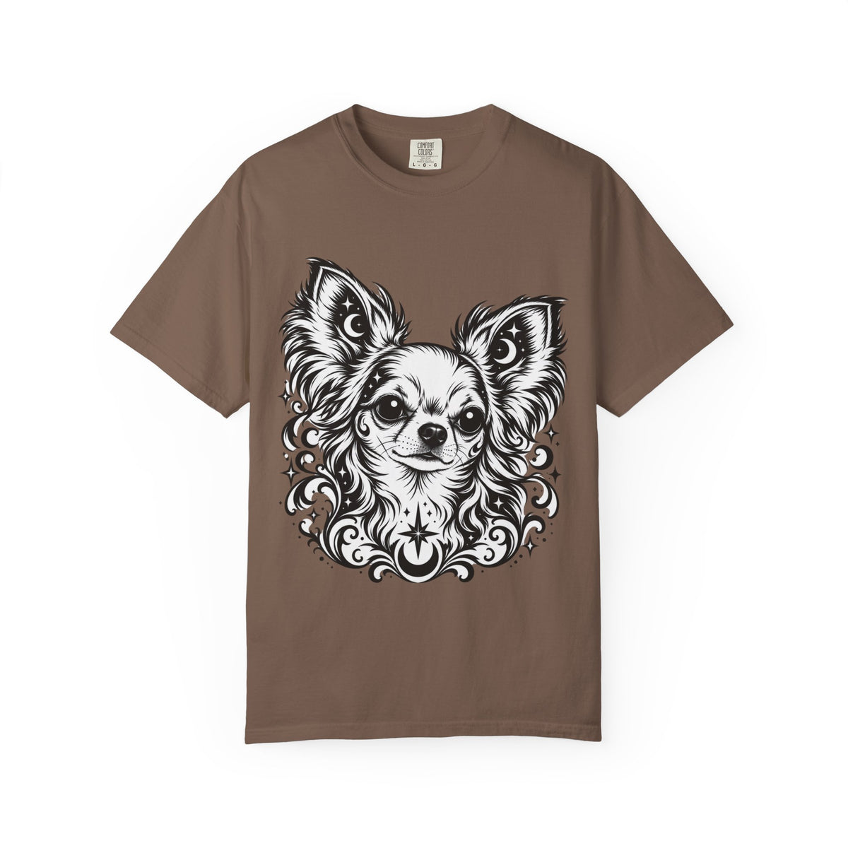 Mystical  Chihuahua LH Line Art T-Shirt — Minimal Dog Portrait Tee