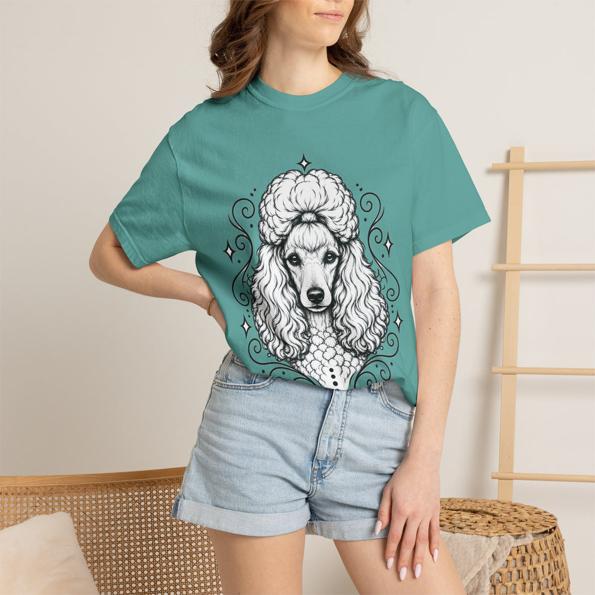 Mystical Miniature Poodle Line Art T-Shirt — Minimal Dog Portrait Tee