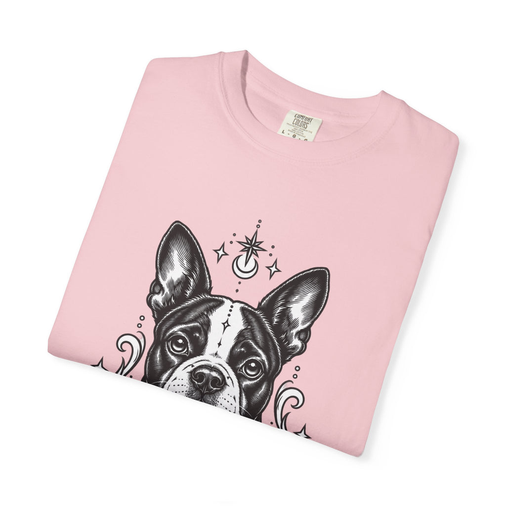 Mystical Boston Terrier Line Art T-Shirt — Minimal Dog Portrait Tee