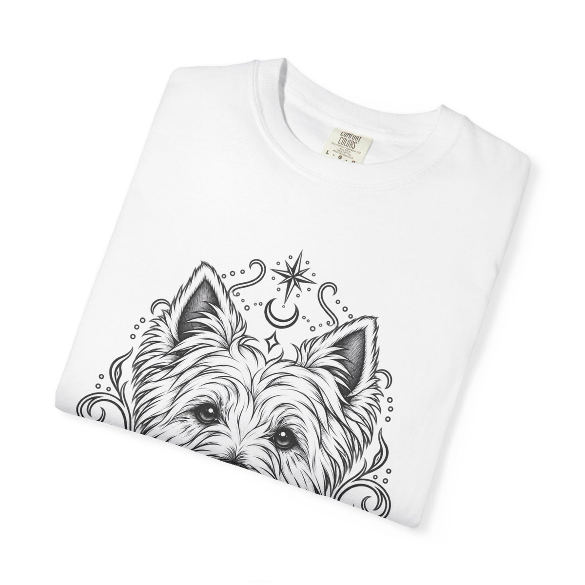 Mystical West Highland Terrier Line Art T-Shirt — Minimal Dog Portrait Tee