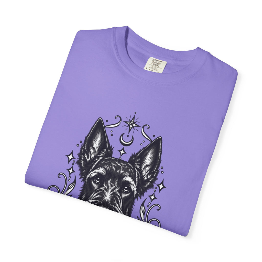 Mystical Scottish Terrier Line Art T-Shirt — Minimal Dog Portrait Tee