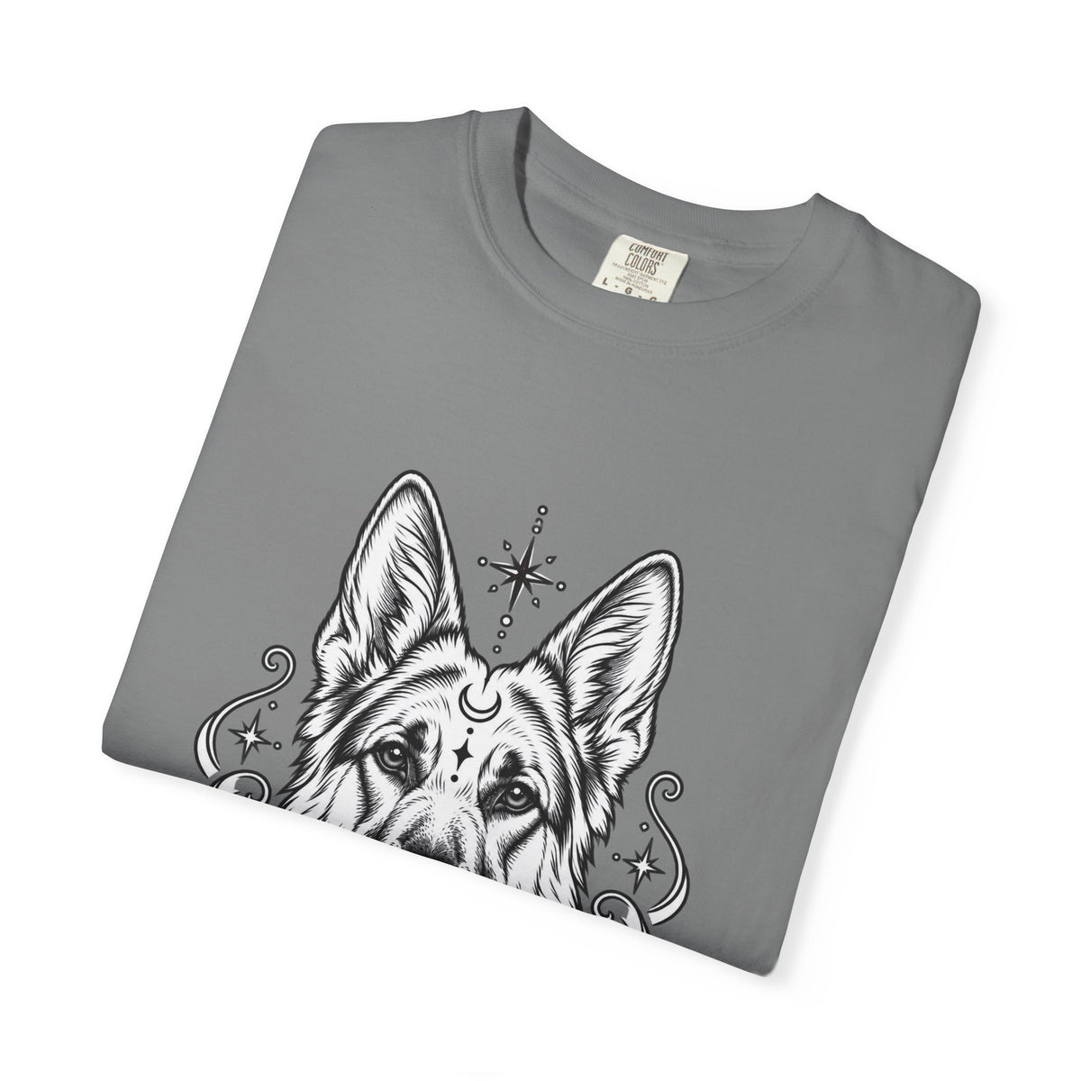 Mystical German Shepherd Line Art T-Shirt — Minimal Dog Portrait Tee