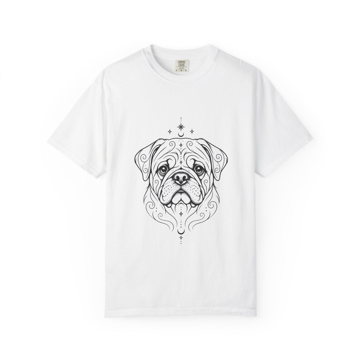 Mystical Pug Line Art T-Shirt — Minimal Dog Portrait Tee