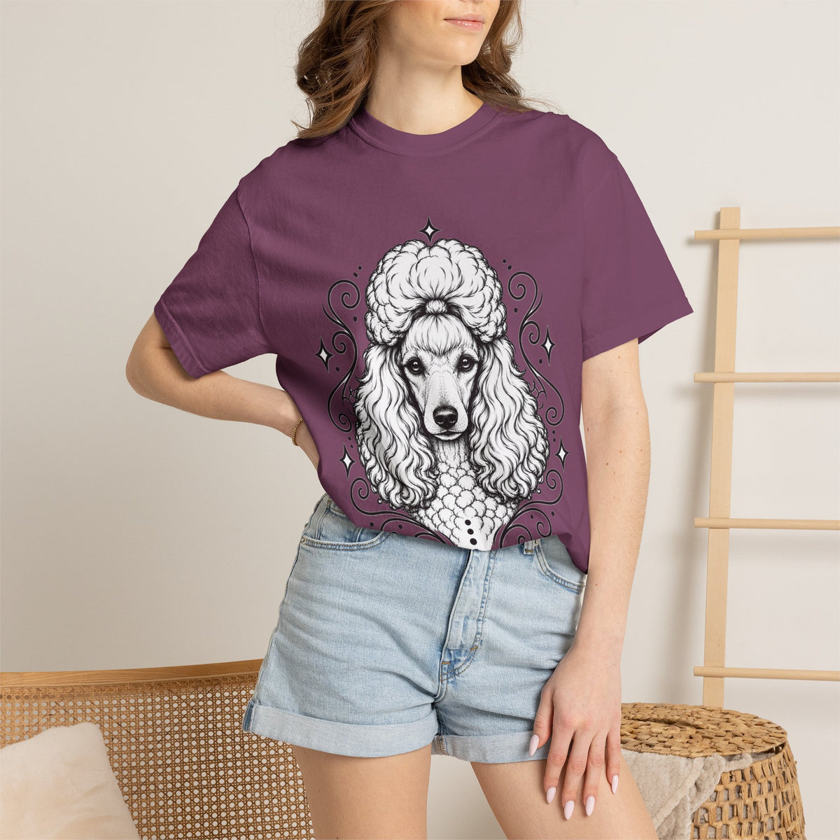 Mystical Miniature Poodle Line Art T-Shirt — Minimal Dog Portrait Tee