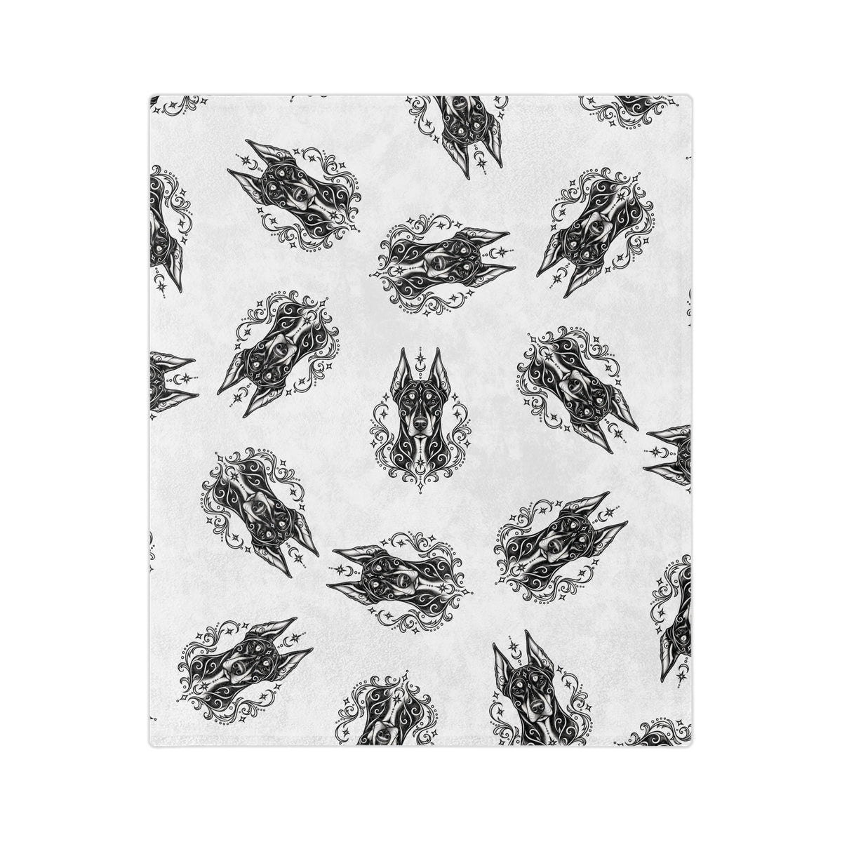 Mystical Doberman Pinscher Minimalist Velveteen Microfiber Blanket — Soft Neutral Pet Portrait Throw