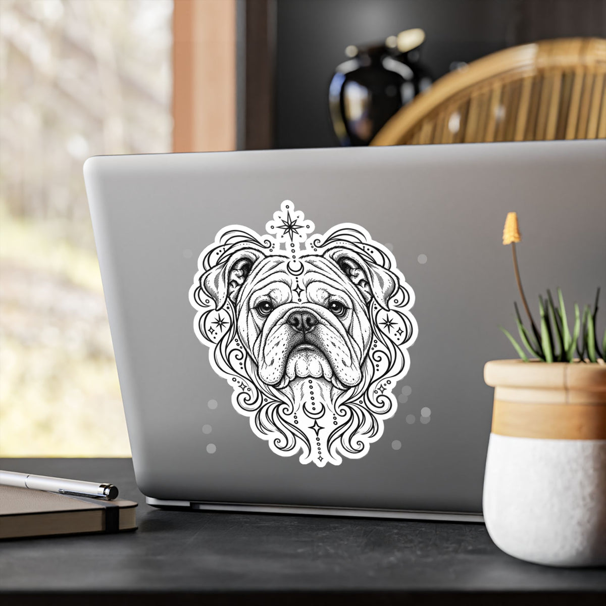 Mystical Bulldog Mandala Sticker — Kiss-Cut Vinyl Decal