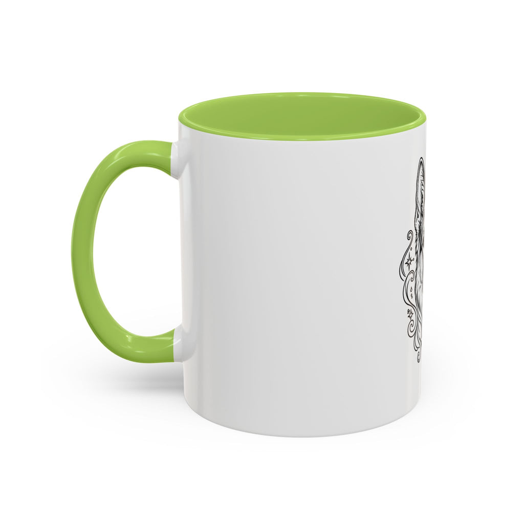 Mystical German Shepherd Line Art Accent Coffee Mug – Mystical Dog Portrait 11/15oz