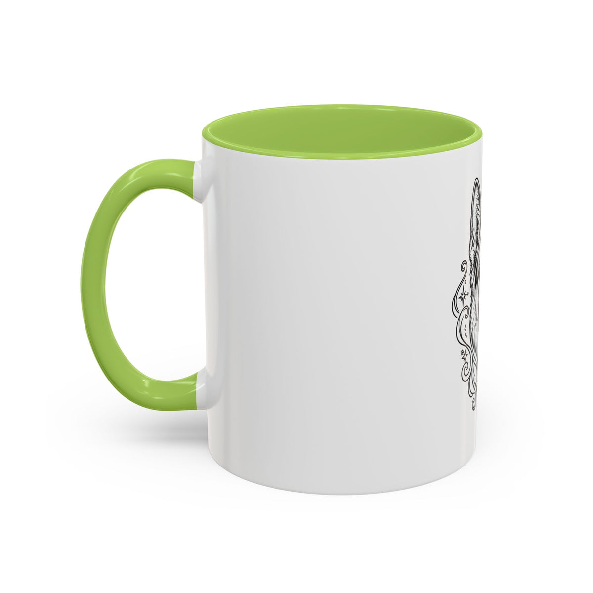 Mystical German Shepherd Line Art Accent Coffee Mug – Mystical Dog Portrait 11/15oz