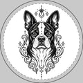 Mystical Boston Terrier Round Car Magnet — Boho Dog Face Sticker