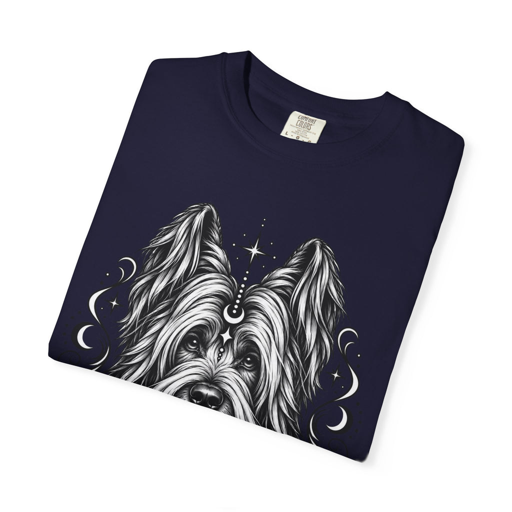 Mystical Briard Line Art T-Shirt — Minimal Dog Portrait Tee