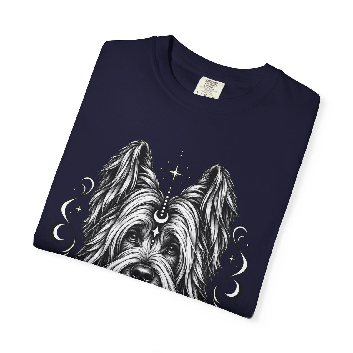 Mystical Briard Line Art T-Shirt — Minimal Dog Portrait Tee