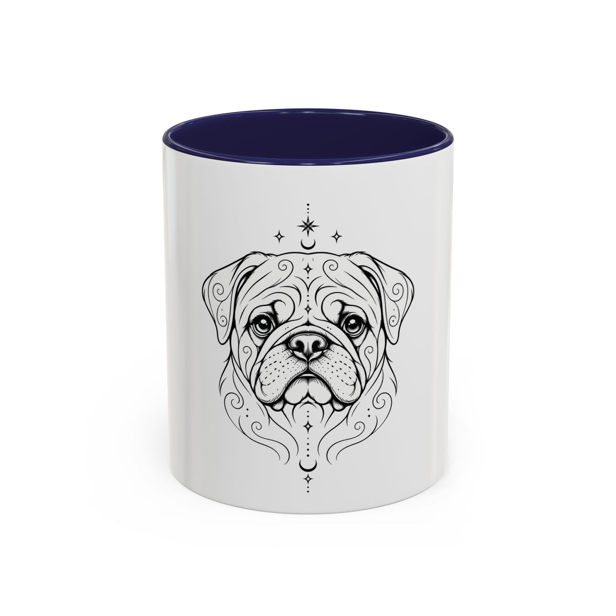 Mystical Pug Line Art Accent Coffee Mug – Mystical Dog Portrait 11/15oz